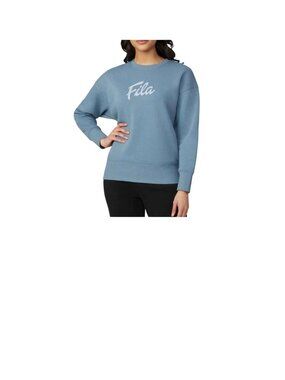 Fila Womens Blue Crewneck Sweatshirt Size M Casual Pullover 80% Cotton Soft Flee